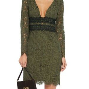 Diane Furstenberg Olive Black Viera Lace Dress Size 14 NWT Crochet